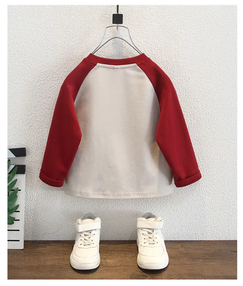 Children's Red White Long Sleeve T-Shirt Set Cotton — feature 8