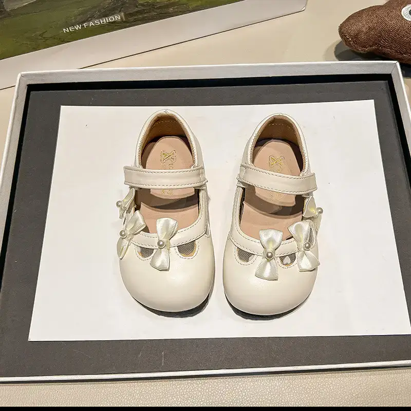 Silver Bow Baby Shoes for Kids 0-2 Years