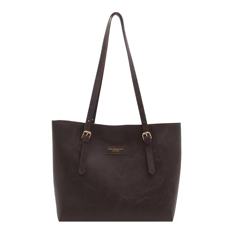 Large Capacity Women's Shoulder Bag Brown Leather Autumn Winter 2025 - Image 2