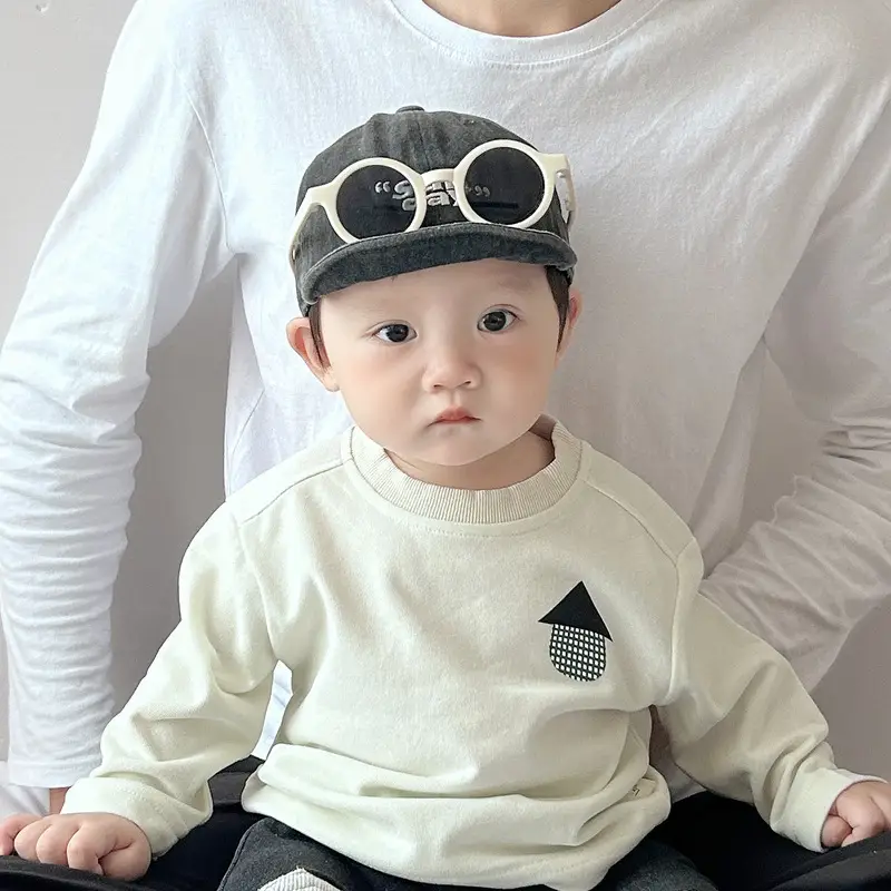Baby Long Sleeve T-Shirt Cream Korean Style - Image 2