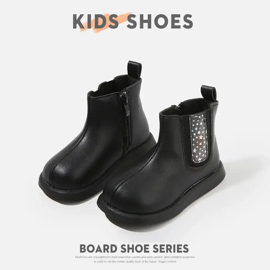 Kids Korean Style Boots White Leather Short Ankle Length