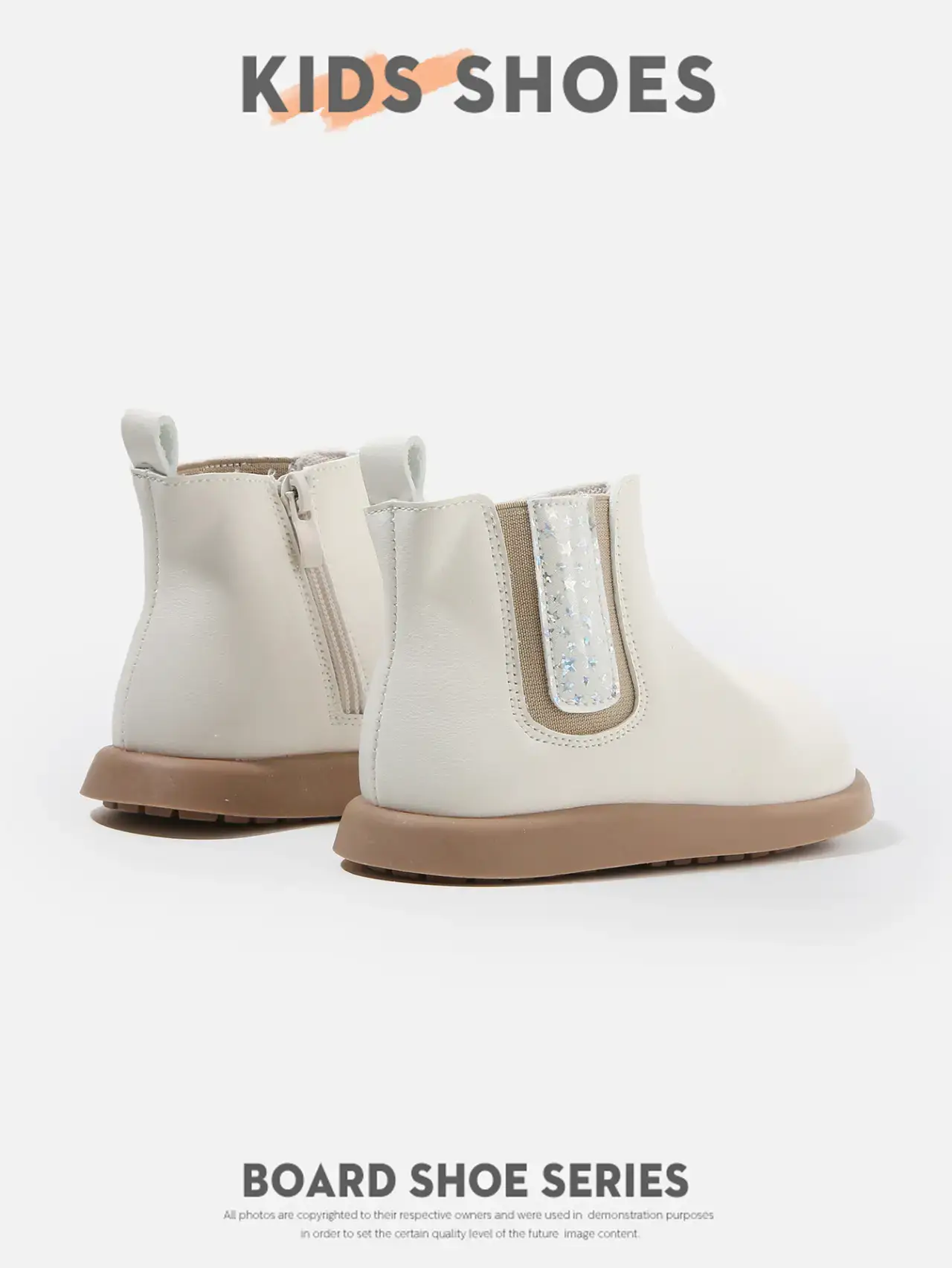 Kids Korean Style Boots White Leather Short Ankle Length — feature 12