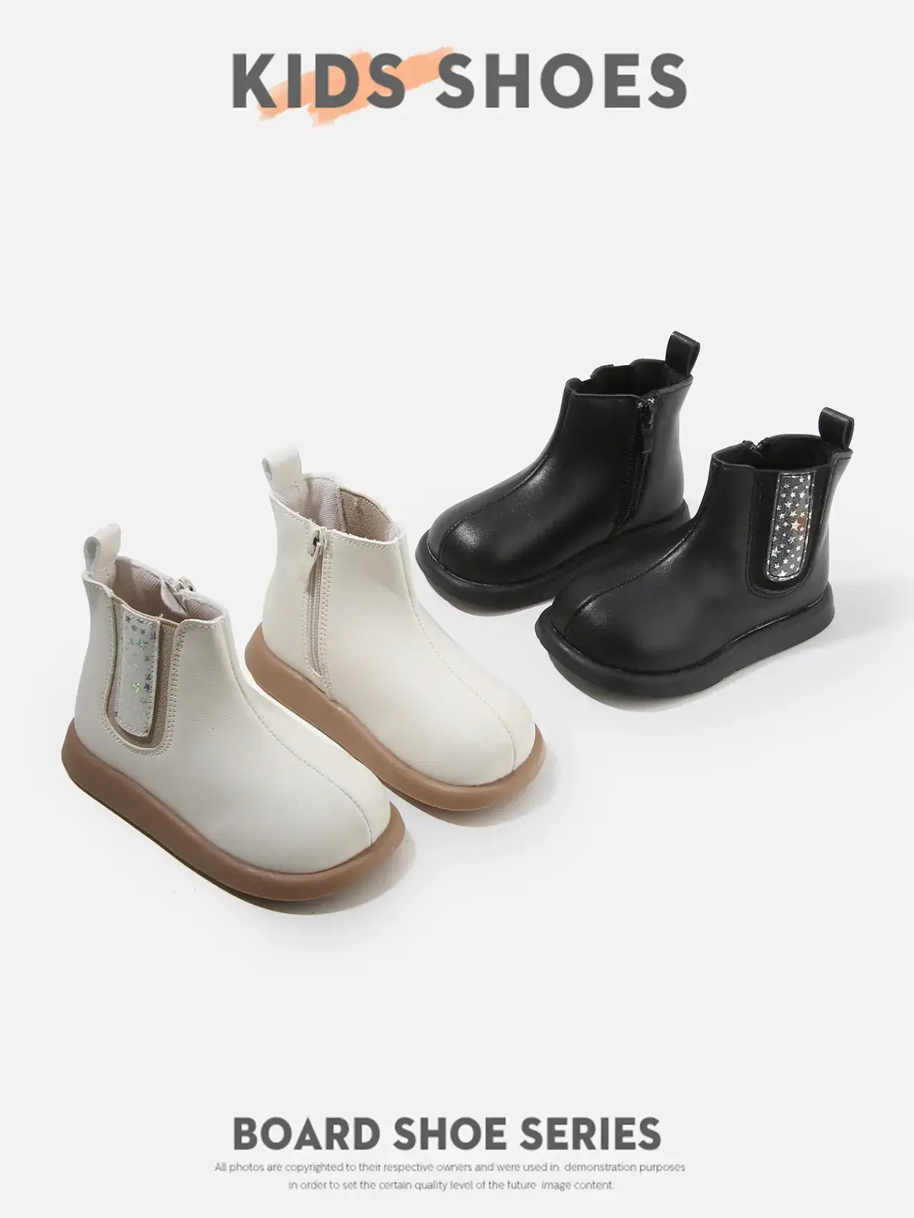 Kids Korean Style Boots White Leather Short Ankle Length — feature 13