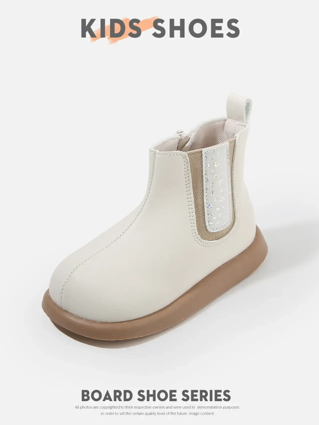 Kids Korean Style Boots White Leather Short Ankle Length — feature 9