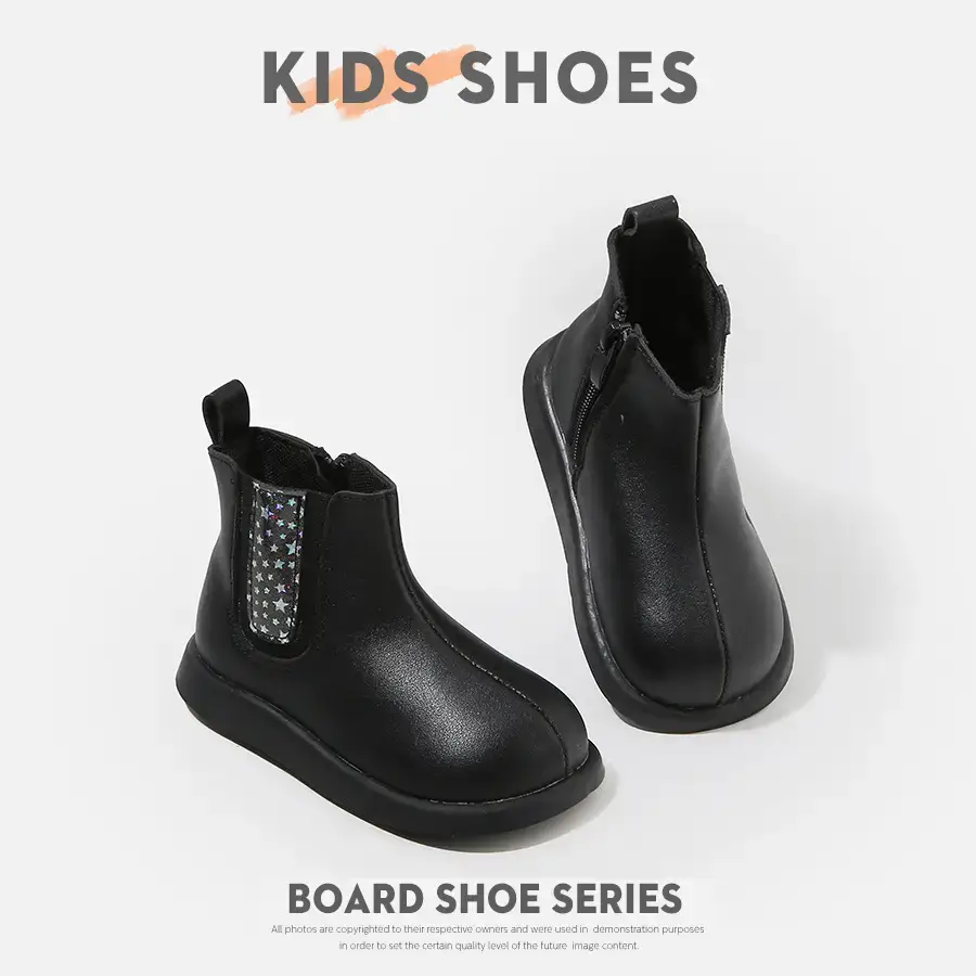 Kids Korean Style Boots White Leather Short Ankle Length