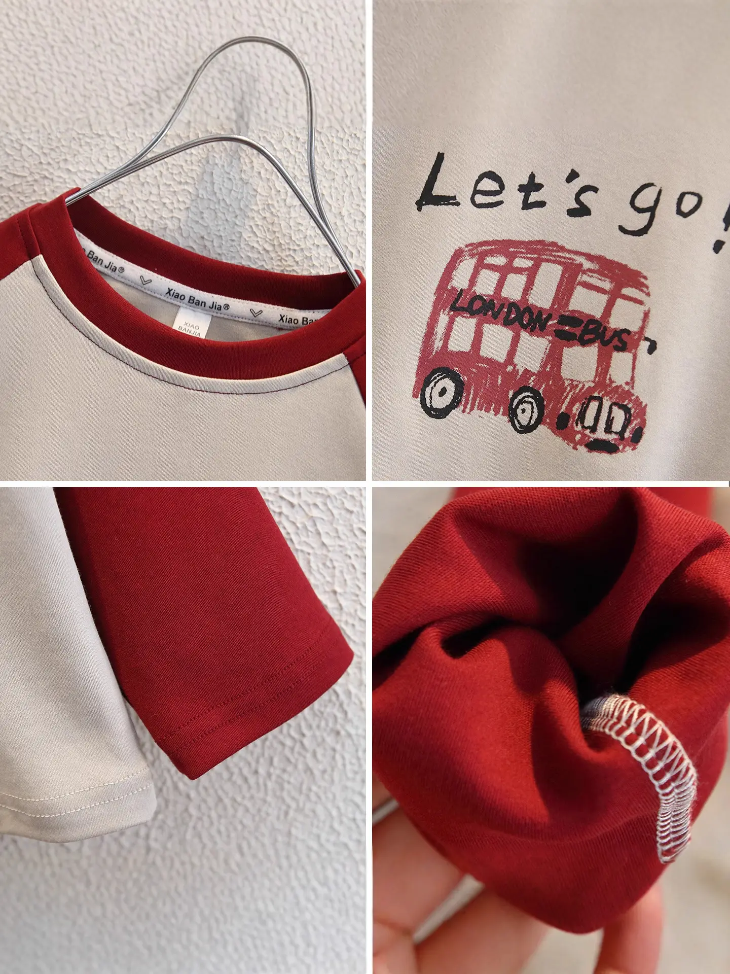 Boys Long Sleeve T-Shirt Red White 2026 New Style - Image 4