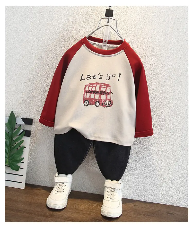 Boys Long Sleeve T-Shirt Red White 2026 New Style — feature 7