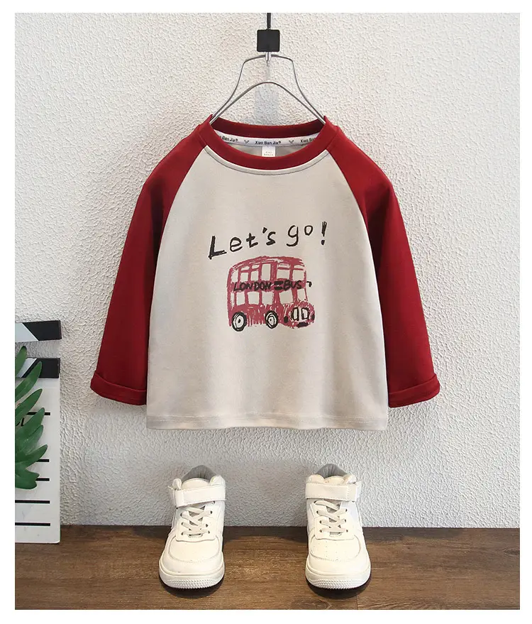 Boys Long Sleeve T-Shirt Red White 2026 New Style — feature 9