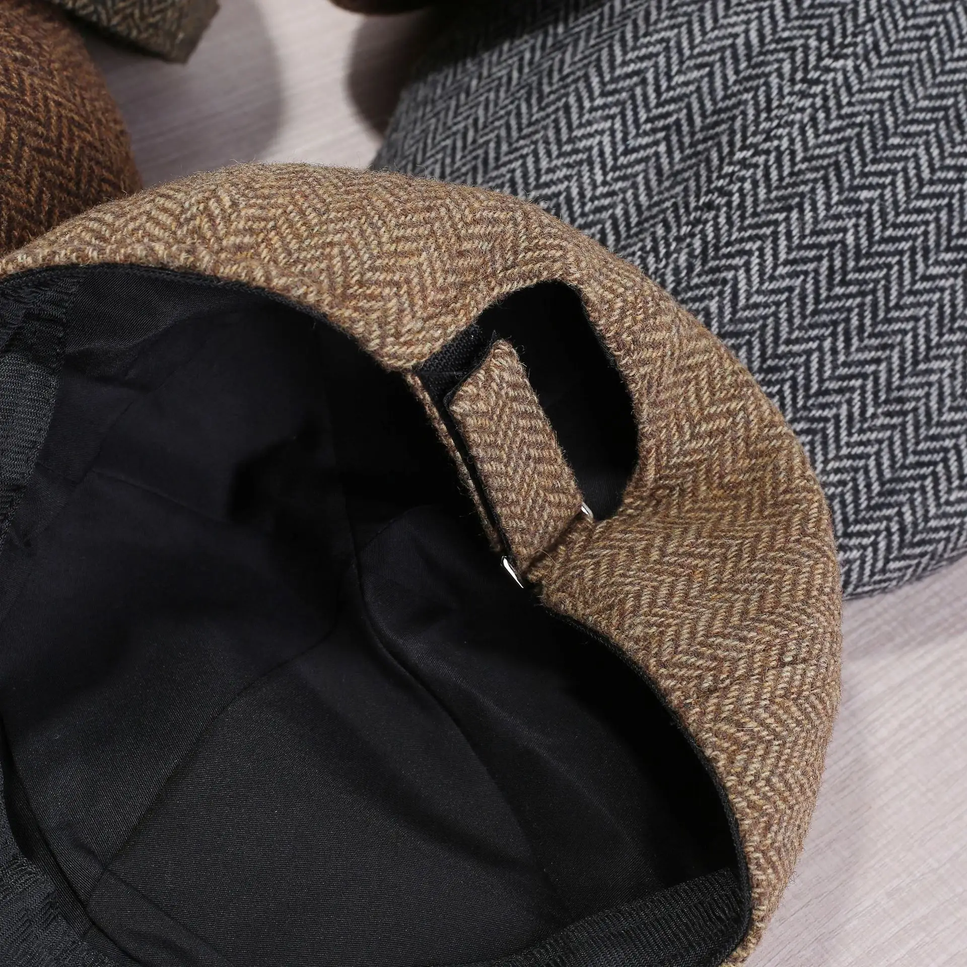 Women Duckbill Cap Autumn Winter Retro Brown Grey - Image 8