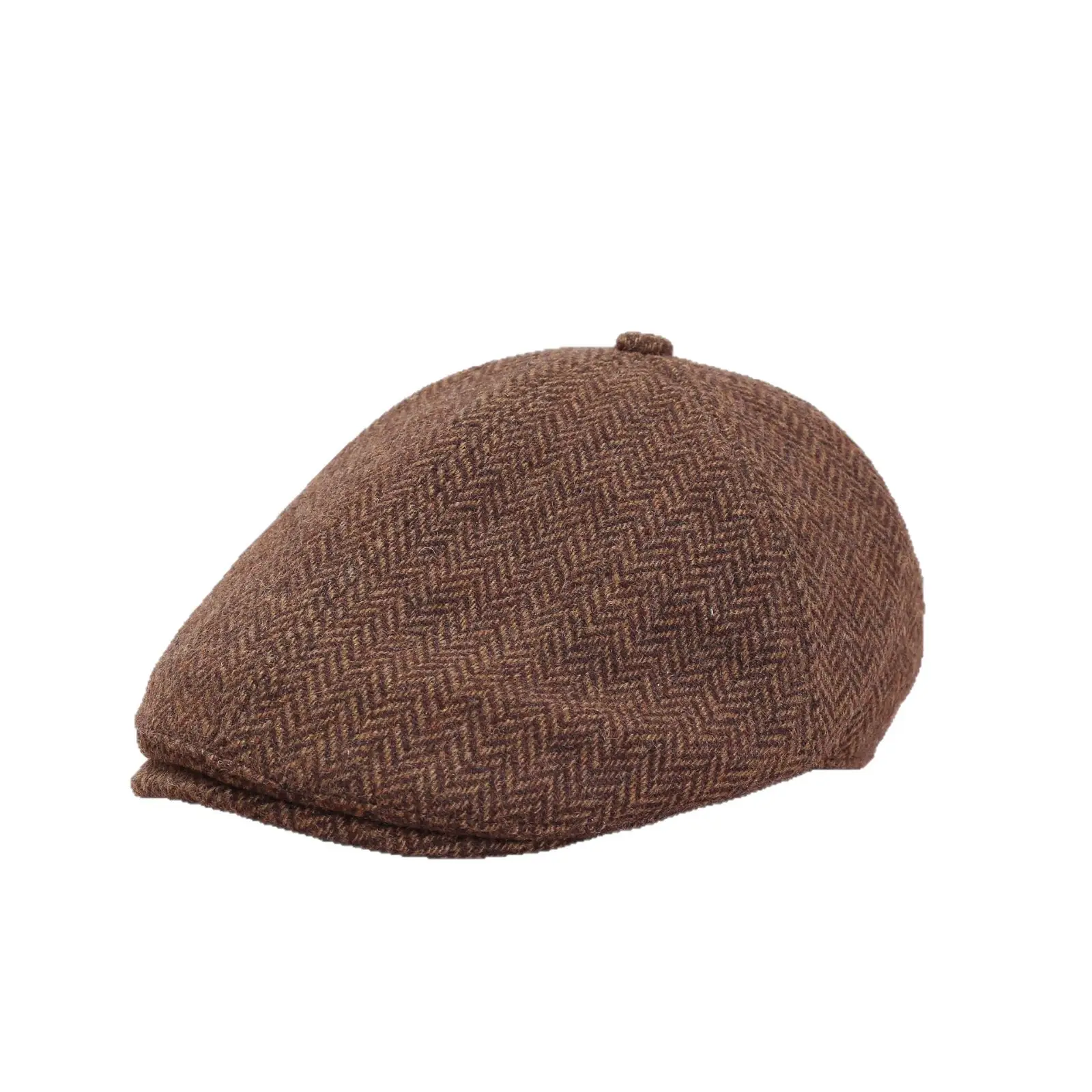 Women Duckbill Cap Autumn Winter Retro Brown Grey - Image 9