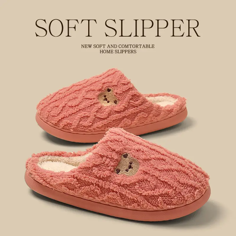Simple Cartoon Cotton Slippers for Women in Autumn and Winter Home Indoor Non-Slip Warm Soft Bottom Household Plush Cotton Slippers for Men Wholesale - Image 7