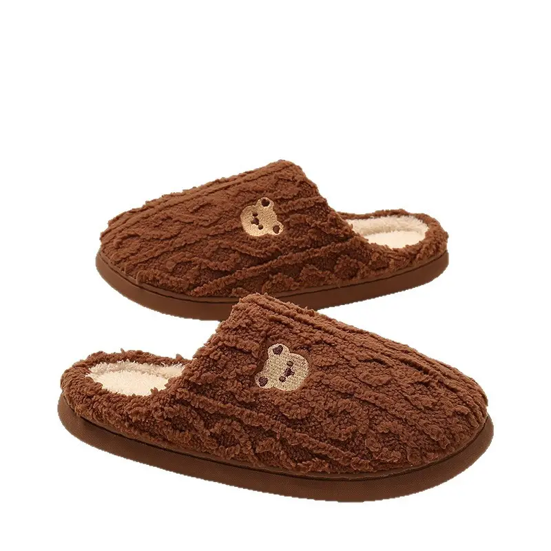 Simple Cartoon Cotton Slippers for Women in Autumn and Winter Home Indoor Non-Slip Warm Soft Bottom Household Plush Cotton Slippers for Men Wholesale - Image 8