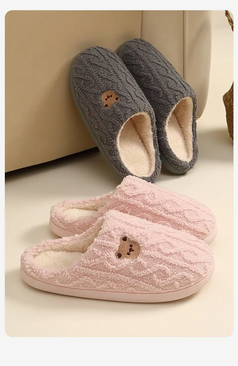 Simple Cartoon Cotton Slippers for Women in Autumn and Winter Home Indoor Non-Slip Warm Soft Bottom Household Plush Cotton Slippers for Men Wholesale — feature 20