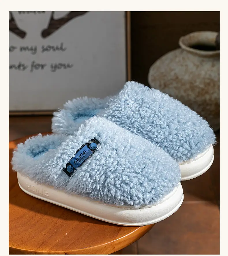 Gray Wool Thick Slippers for Men Winter 2025 — feature 12