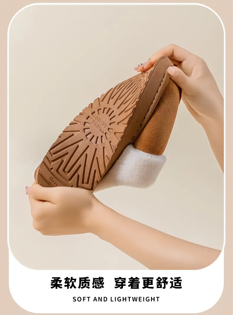 Fleece-Lined Thick Cotton Slippers for Women, Non-Slip Soft Sole Home Warm Maternity Shoes for Men, Couple Style Winter Plush Slippers — feature 12