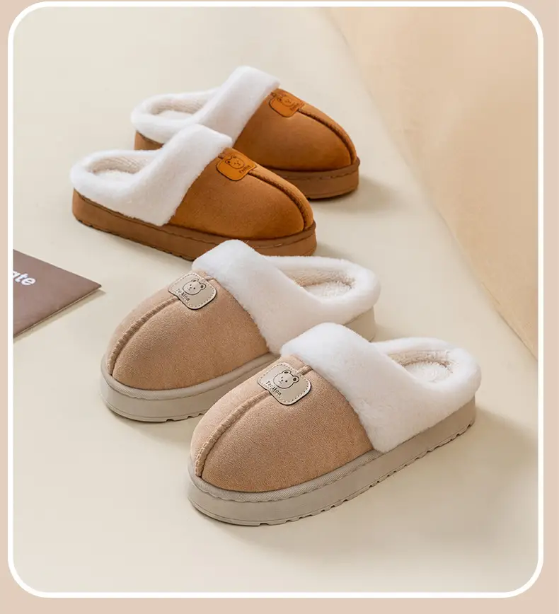 Fleece-Lined Thick Cotton Slippers for Women, Non-Slip Soft Sole Home Warm Maternity Shoes for Men, Couple Style Winter Plush Slippers — feature 26