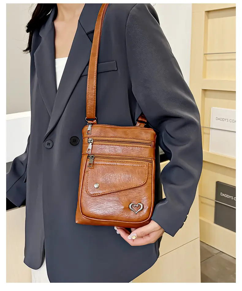 Women Crossbody Phone Bag Grey Leather Shoulder Bag — feature 18