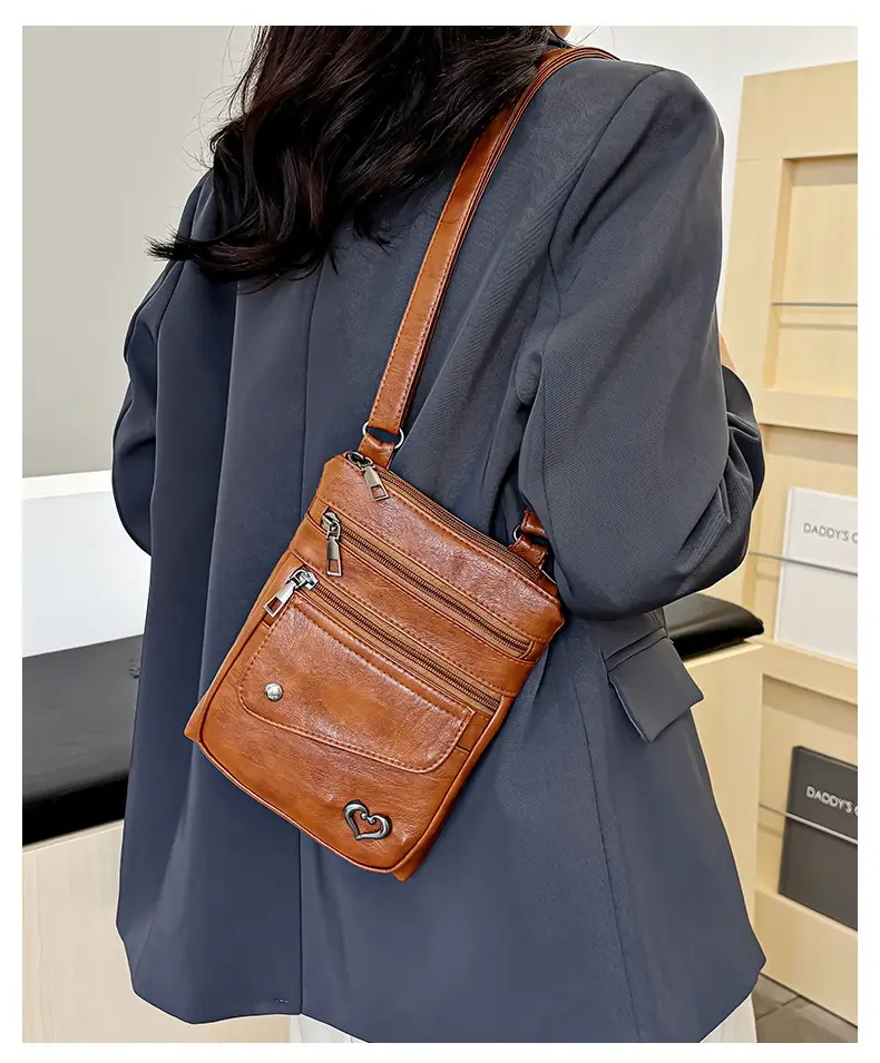 Women Crossbody Phone Bag Grey Leather Shoulder Bag — feature 19