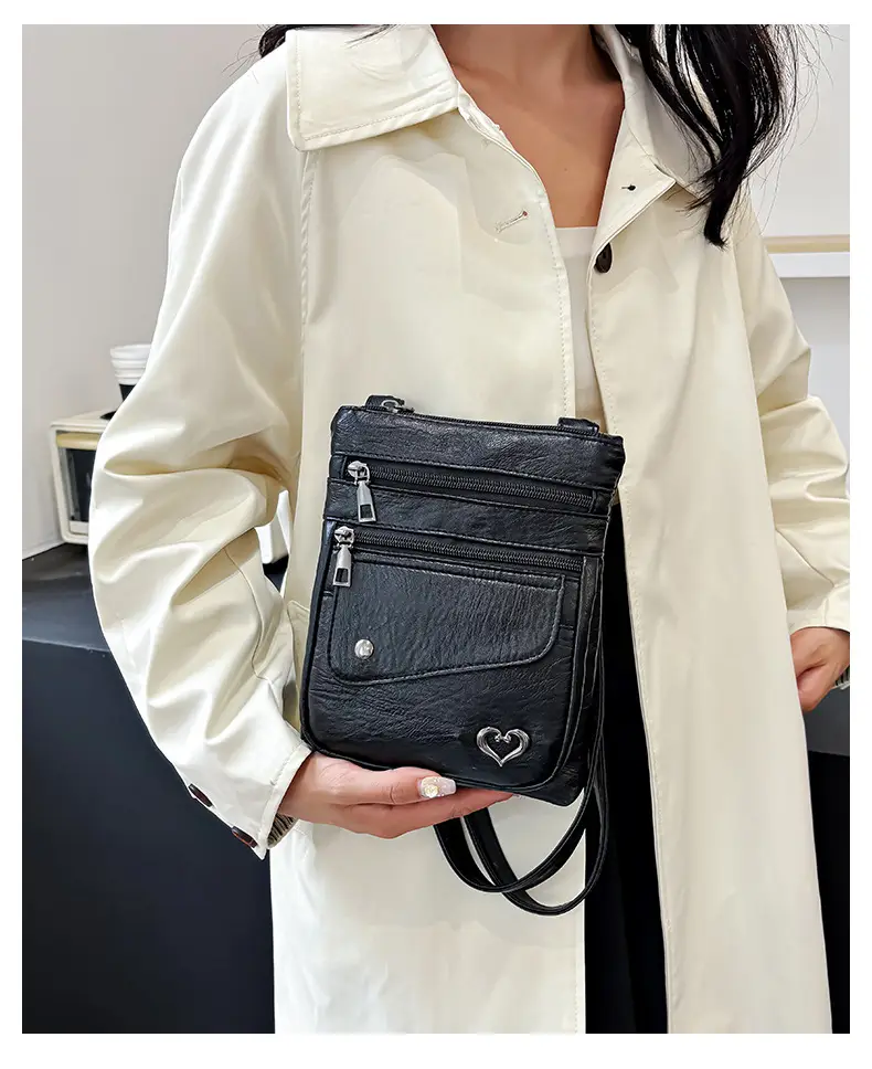 Women Crossbody Phone Bag Grey Leather Shoulder Bag — feature 20