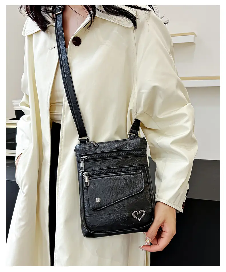 Women Crossbody Phone Bag Grey Leather Shoulder Bag — feature 21