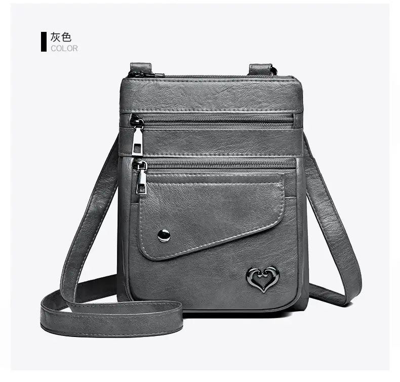 Women Crossbody Phone Bag Grey Leather Shoulder Bag — feature 28