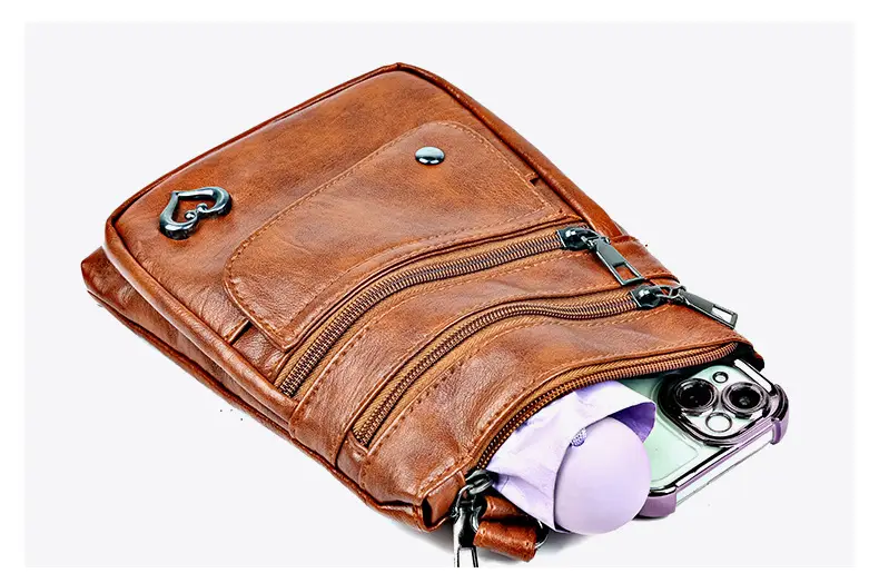 Women Crossbody Phone Bag Grey Leather Shoulder Bag — feature 44