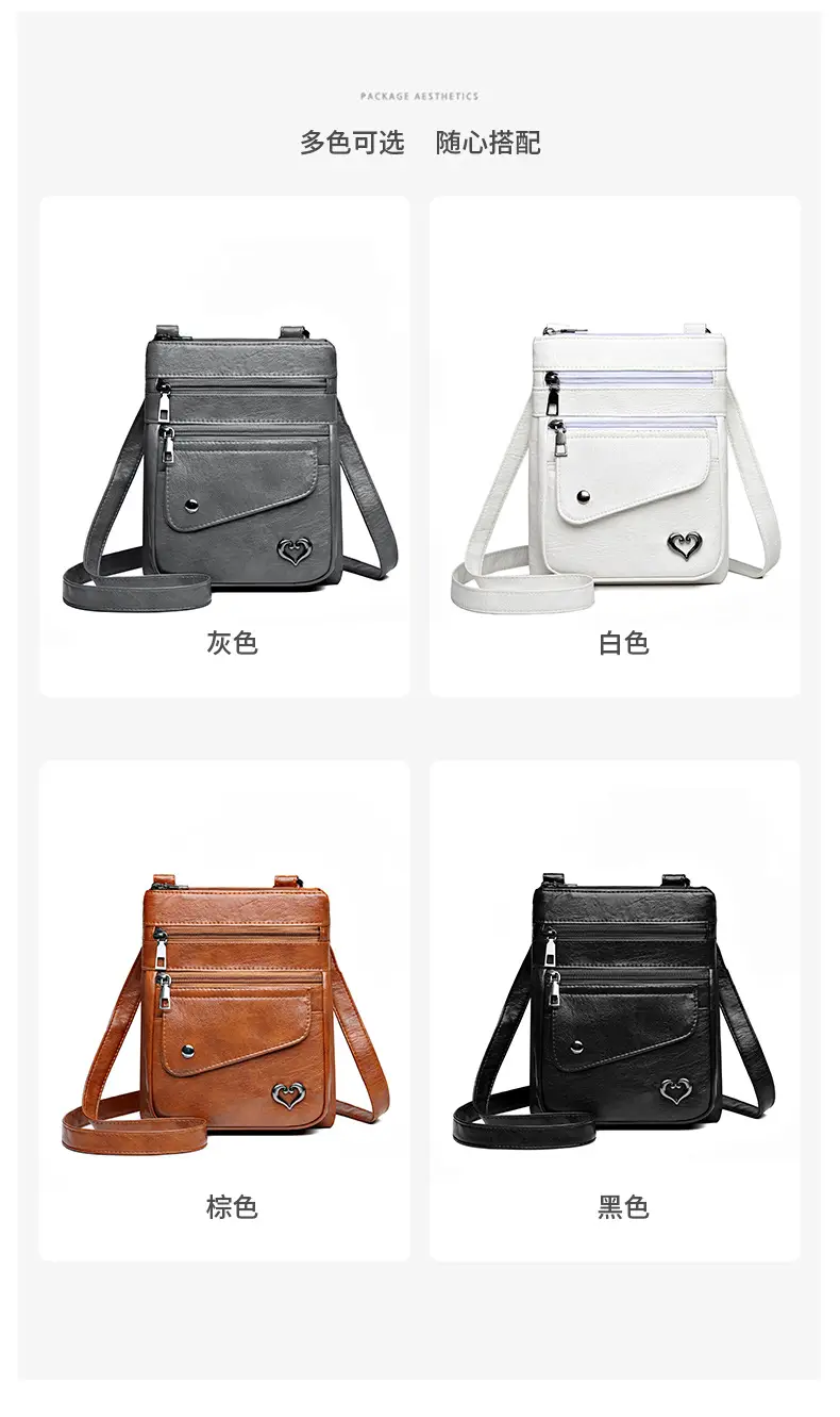 Women Crossbody Phone Bag Grey Leather Shoulder Bag — feature 5