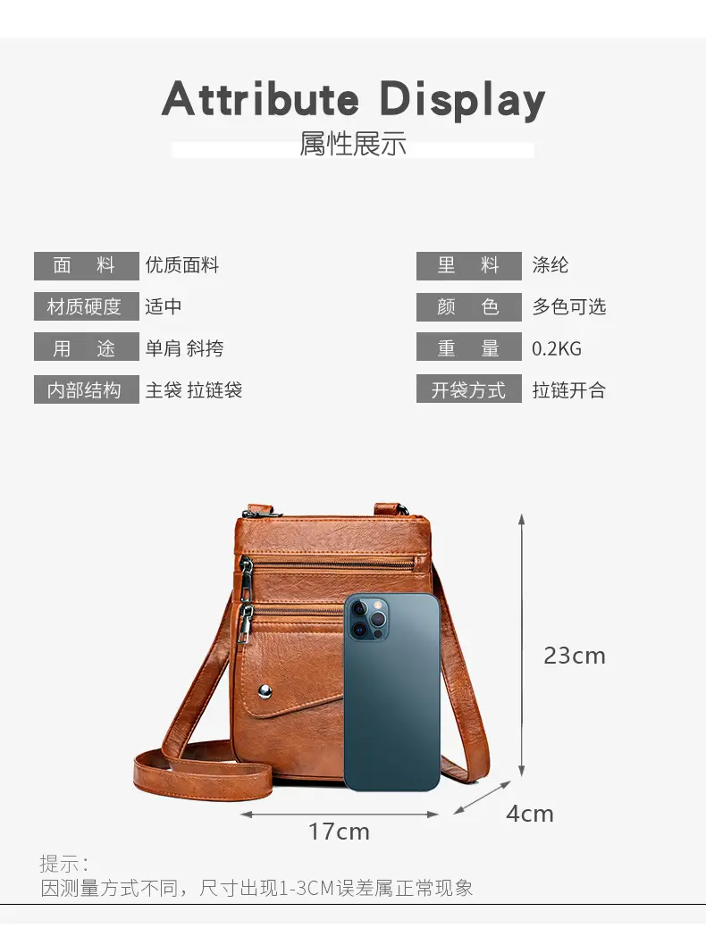 Women Crossbody Phone Bag Grey Leather Shoulder Bag — feature 6
