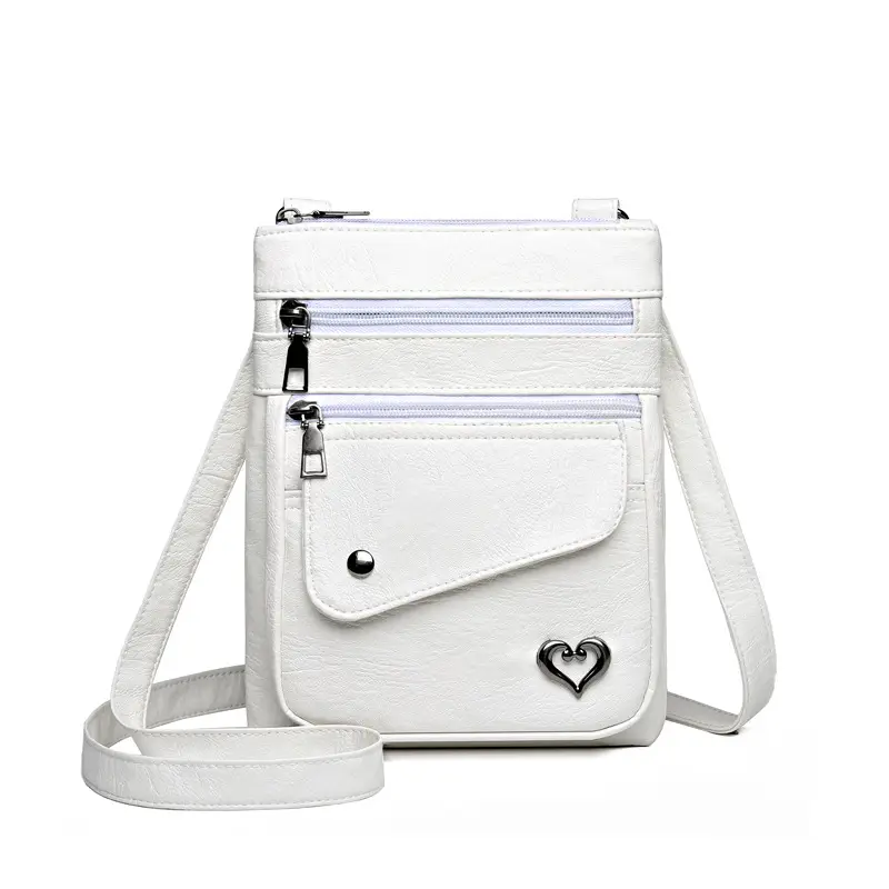 Women Crossbody Phone Bag Grey Leather Shoulder Bag - Image 3