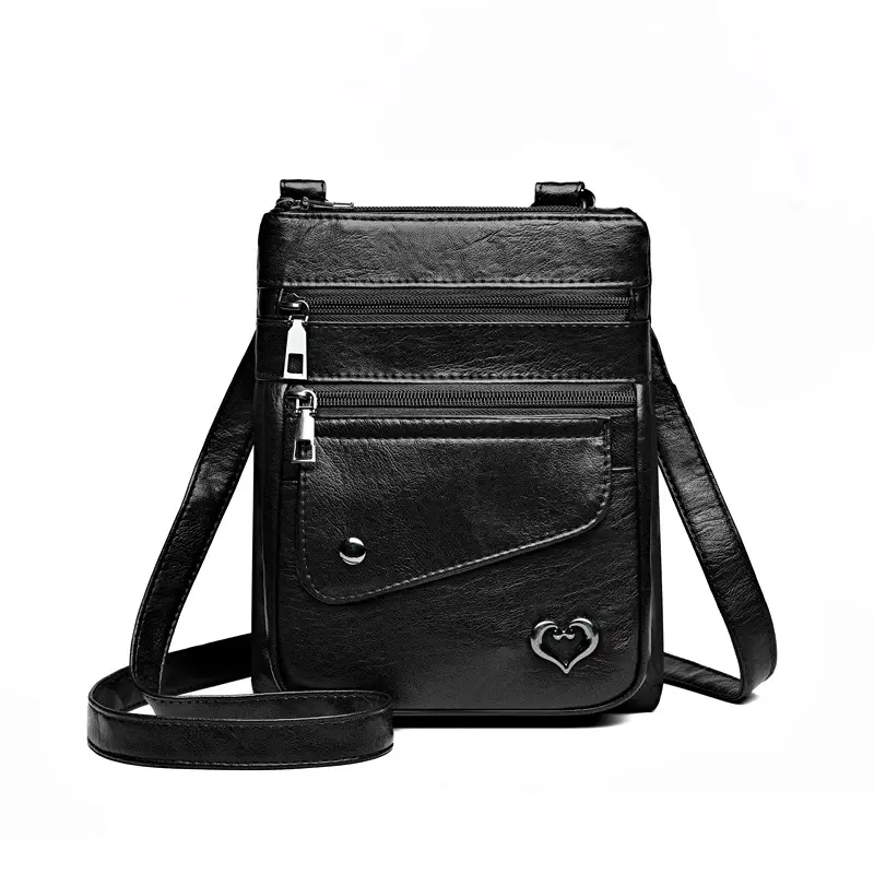 Women Crossbody Phone Bag Grey Leather Shoulder Bag - Image 4