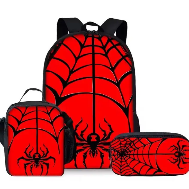 Large-Capacity Spine-Protecting and Weight-Reducing Schoolbag Set for Primary School Students with Cartoon Hero Print Backpack