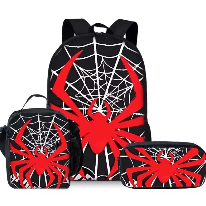 Large-Capacity Spine-Protecting and Weight-Reducing Schoolbag Set for Primary School Students with Cartoon Hero Print Backpack