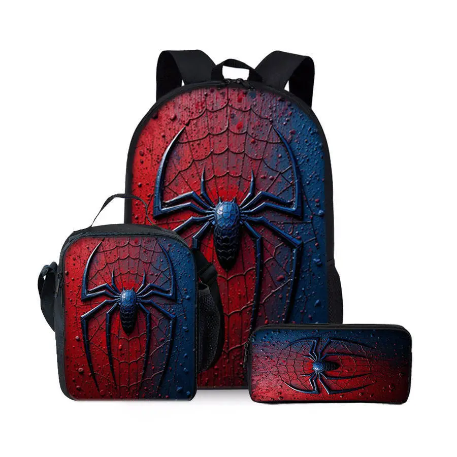 Large-Capacity Spine-Protecting and Weight-Reducing Schoolbag Set for Primary School Students with Cartoon Hero Print Backpack