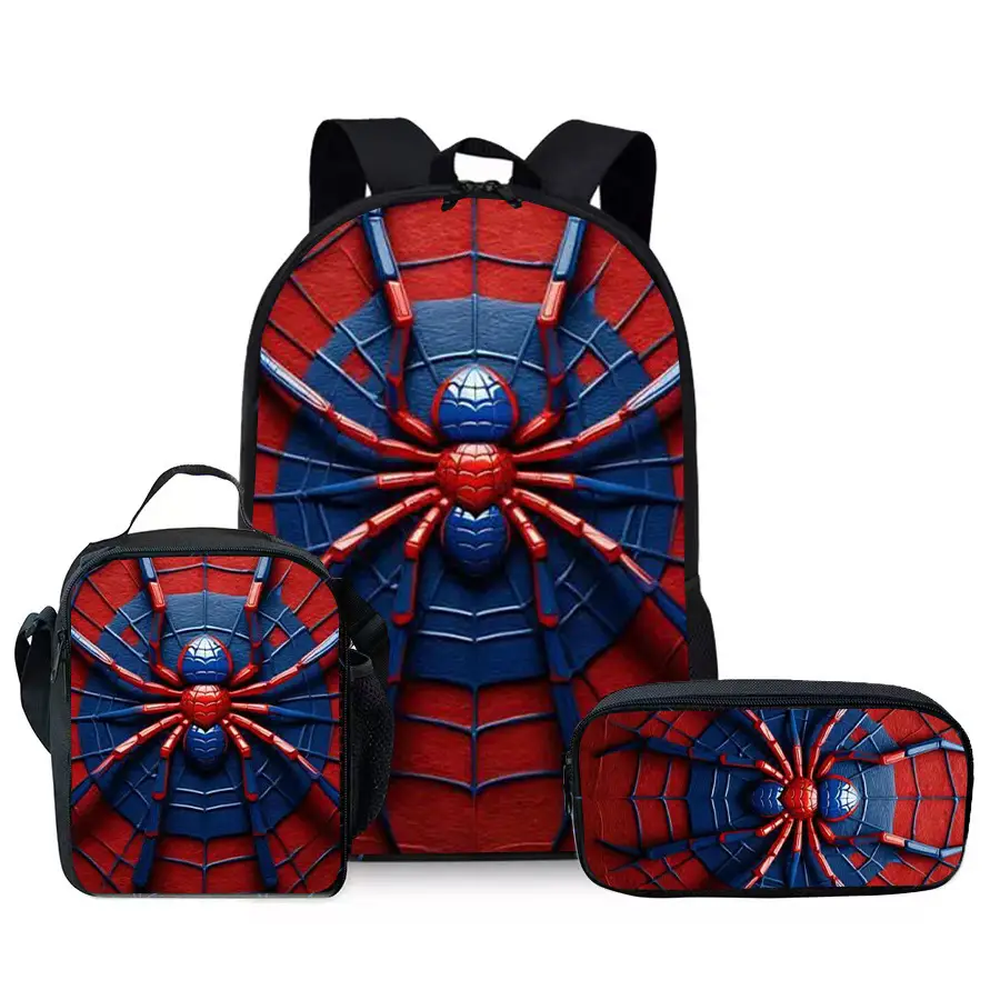 Large-Capacity Spine-Protecting and Weight-Reducing Schoolbag Set for Primary School Students with Cartoon Hero Print Backpack