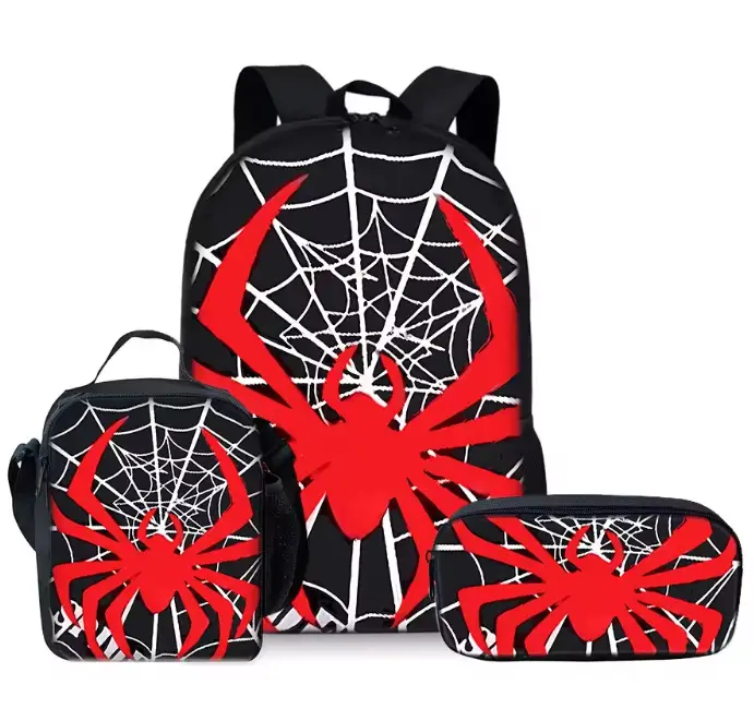 Large-Capacity Spine-Protecting and Weight-Reducing Schoolbag Set for Primary School Students with Cartoon Hero Print Backpack