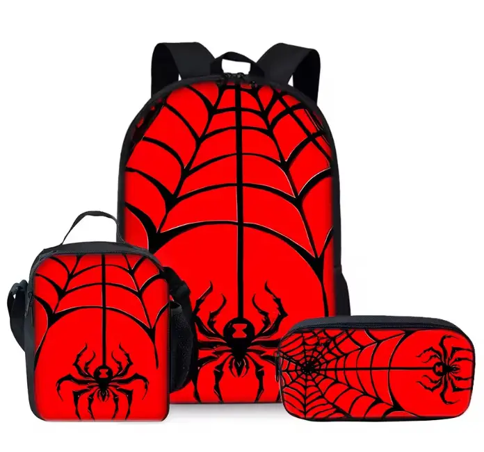 Large-Capacity Spine-Protecting and Weight-Reducing Schoolbag Set for Primary School Students with Cartoon Hero Print Backpack