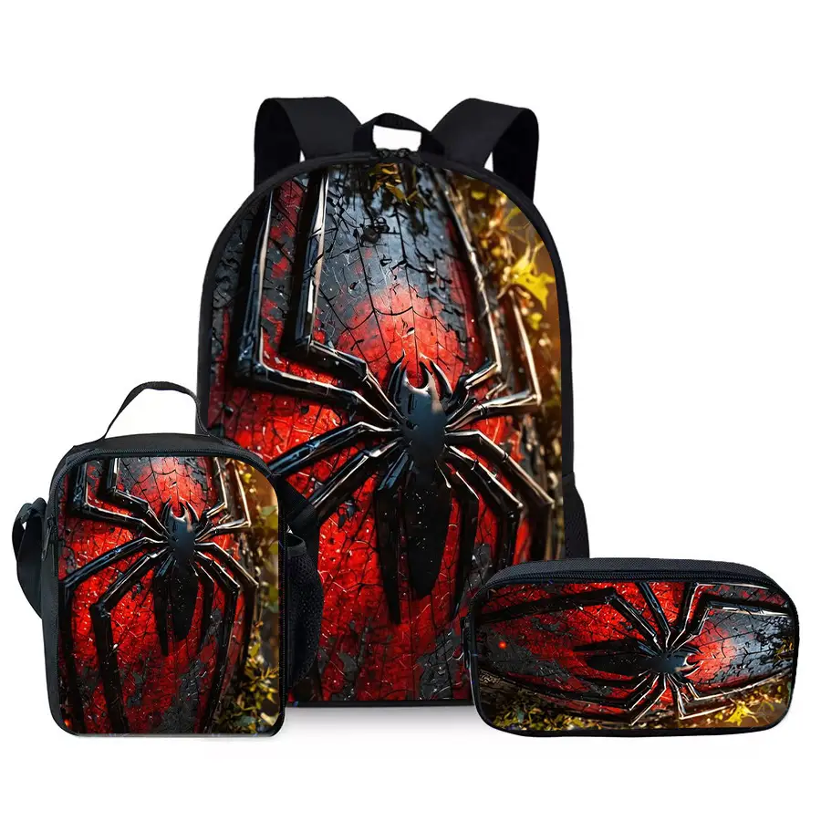 Large-Capacity Spine-Protecting and Weight-Reducing Schoolbag Set for Primary School Students with Cartoon Hero Print Backpack