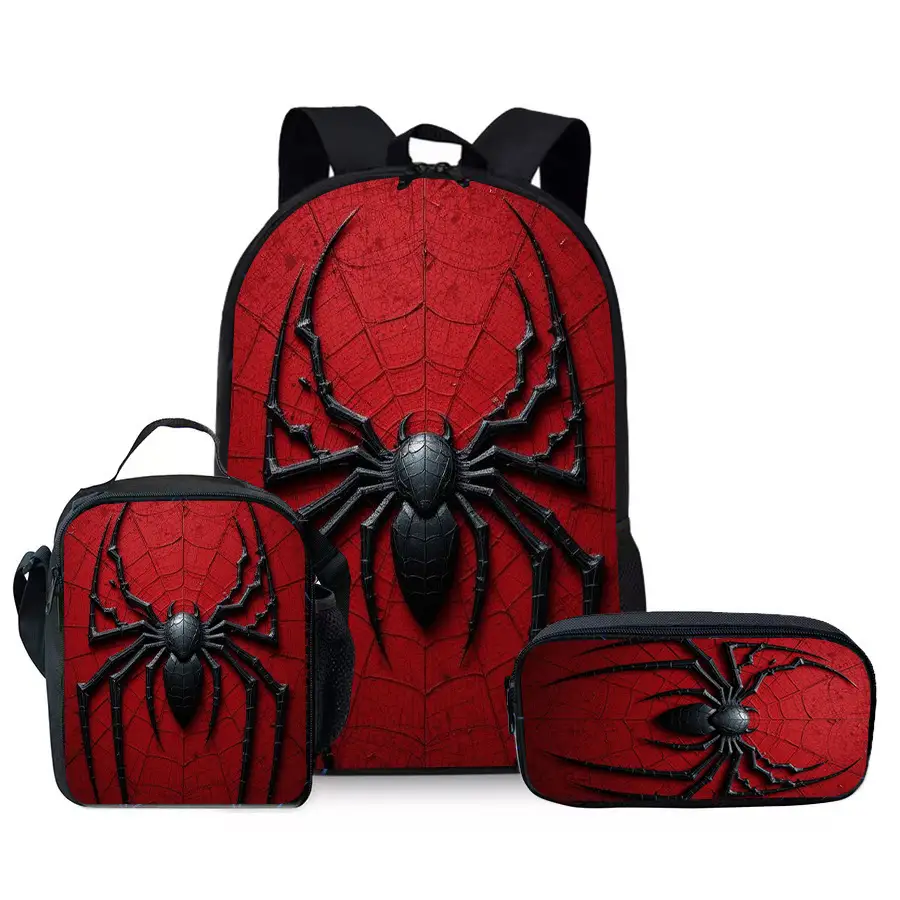Large-Capacity Spine-Protecting and Weight-Reducing Schoolbag Set for Primary School Students with Cartoon Hero Print Backpack