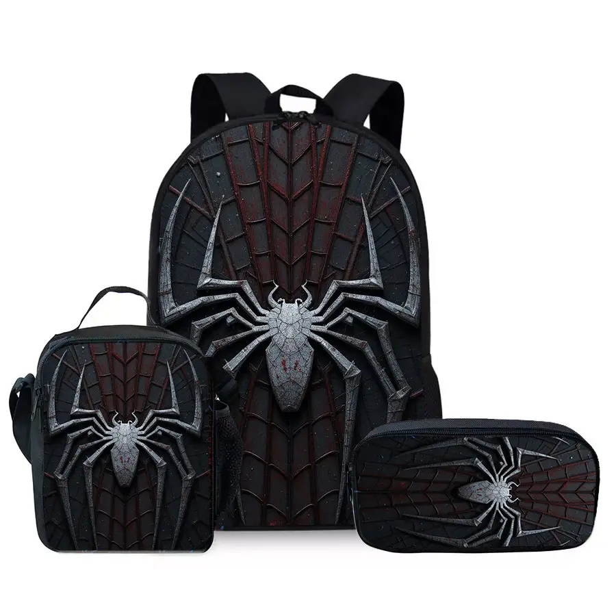 Large-Capacity Spine-Protecting and Weight-Reducing Schoolbag Set for Primary School Students with Cartoon Hero Print Backpack