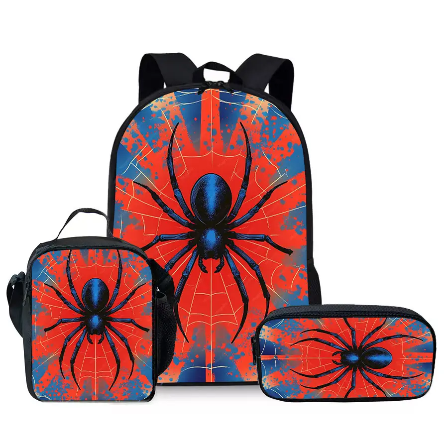 Large-Capacity Spine-Protecting and Weight-Reducing Schoolbag Set for Primary School Students with Cartoon Hero Print Backpack
