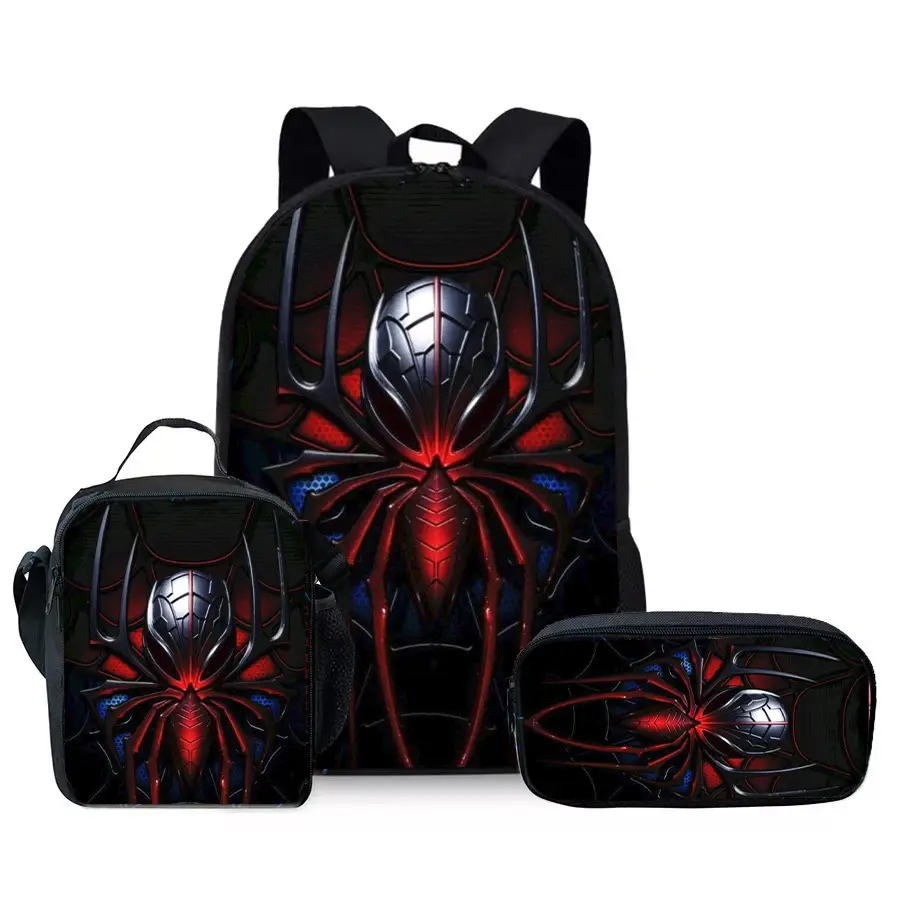 Large-Capacity Spine-Protecting and Weight-Reducing Schoolbag Set for Primary School Students with Cartoon Hero Print Backpack