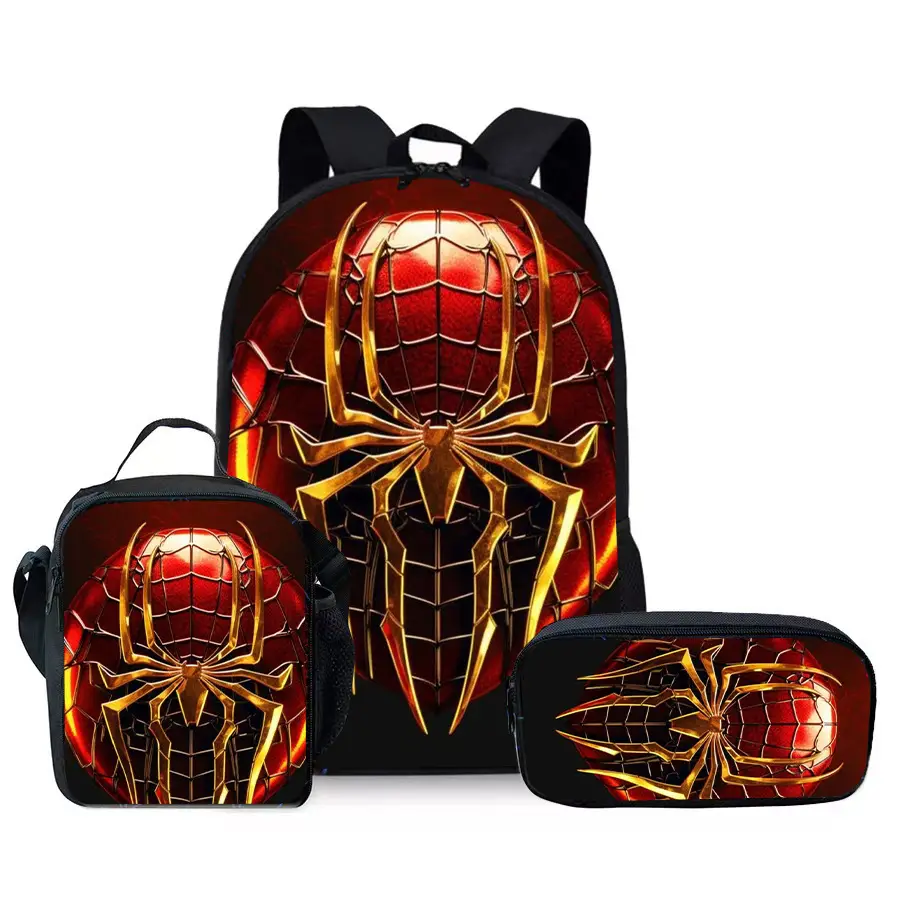 Large-Capacity Spine-Protecting and Weight-Reducing Schoolbag Set for Primary School Students with Cartoon Hero Print Backpack