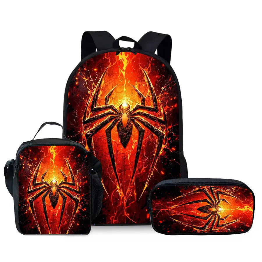 Large-Capacity Spine-Protecting and Weight-Reducing Schoolbag Set for Primary School Students with Cartoon Hero Print Backpack
