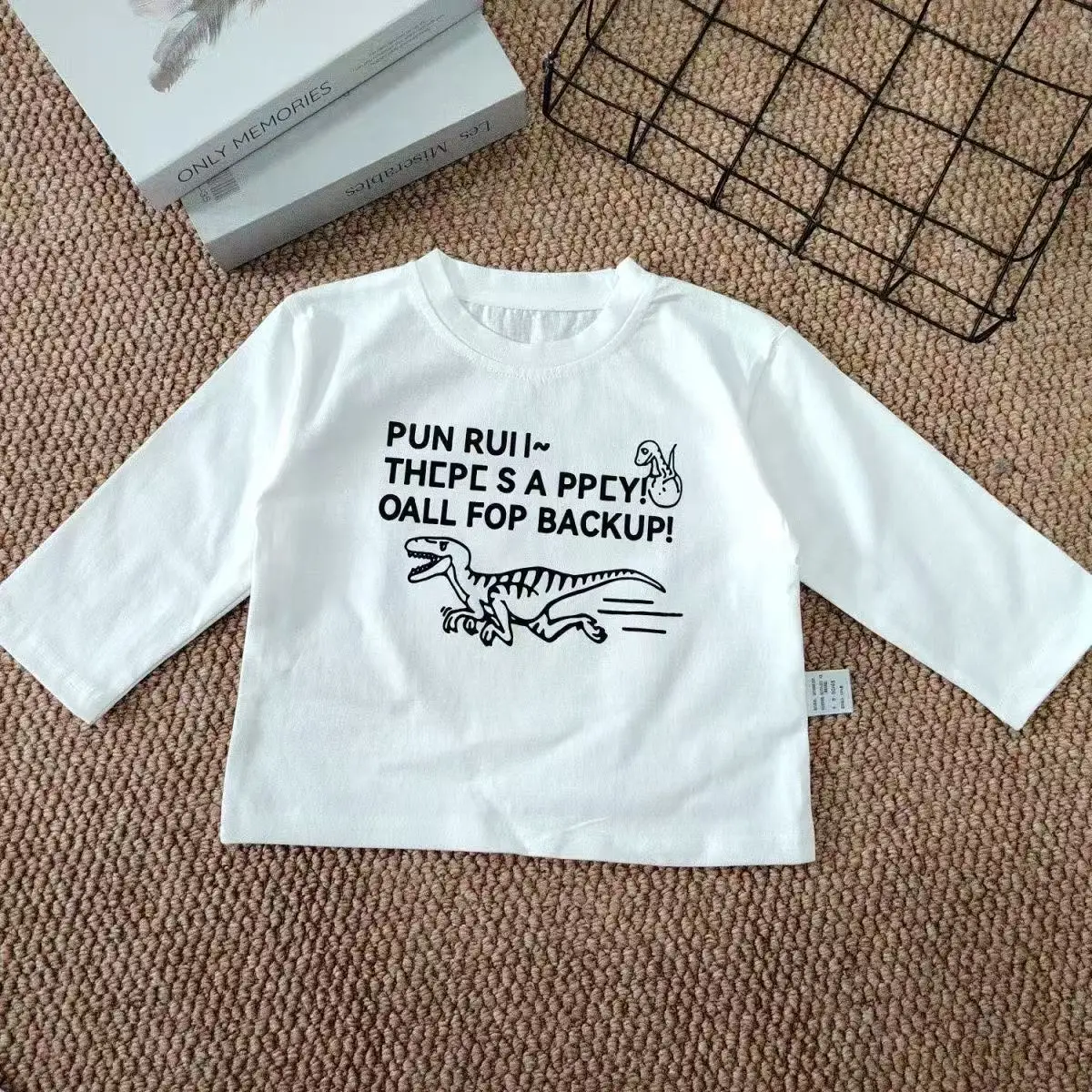 100% Cotton Retro Printed Boys T-Shirt White — feature 1