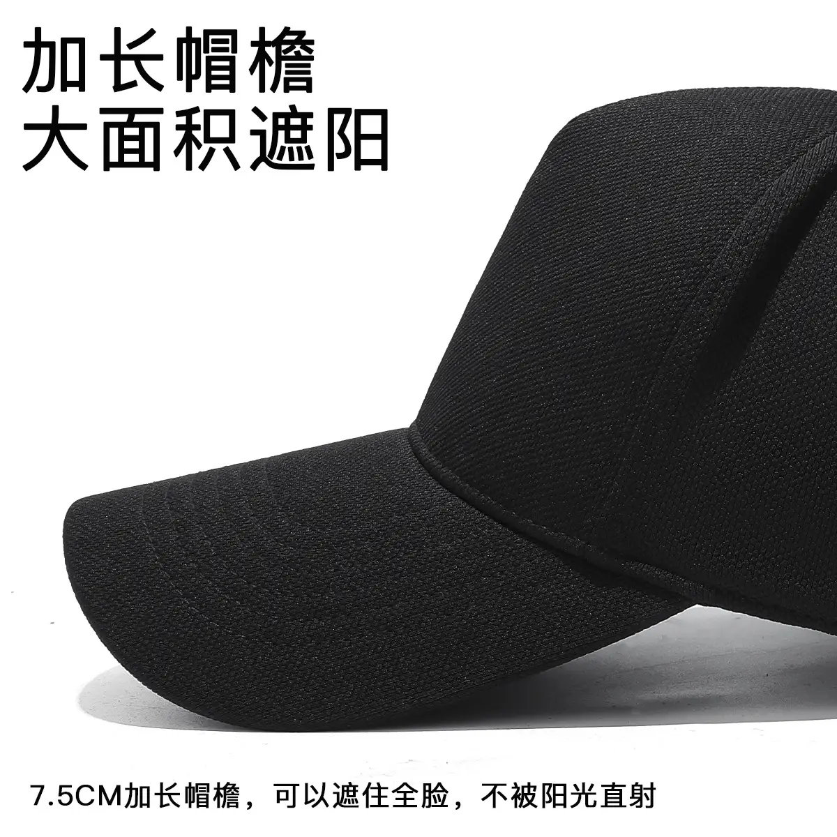 Black Baseball Cap with 5-Pan & Eyelet Shade - Image 8