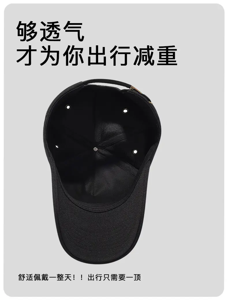 Black Baseball Cap with 5-Pan & Eyelet Shade — feature 10