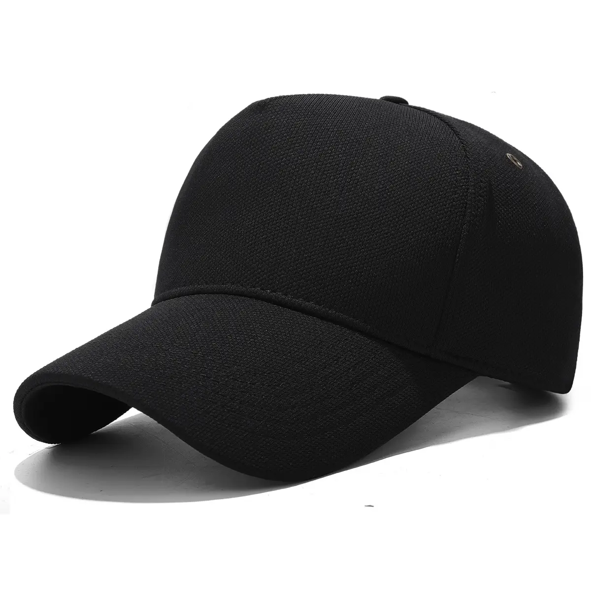 Black Baseball Cap with 5-Pan & Eyelet Shade - Image 5