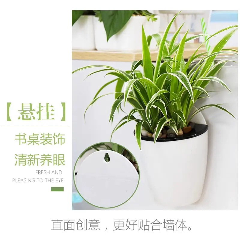 Lazy Plastic Flower Pot Resin Wall-Mounted Pot Self-Watering No-Watering Indoor Balcony Pothos Water Storage Planting Pot Thickened