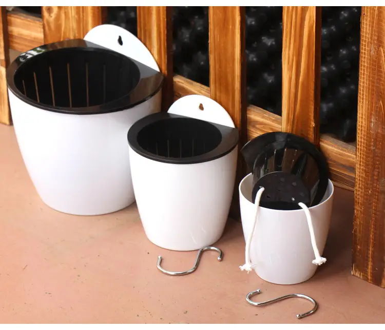 Lazy Plastic Flower Pot Resin Wall-Mounted Pot Self-Watering No-Watering Indoor Balcony Pothos Water Storage Planting Pot Thickened — feature 7