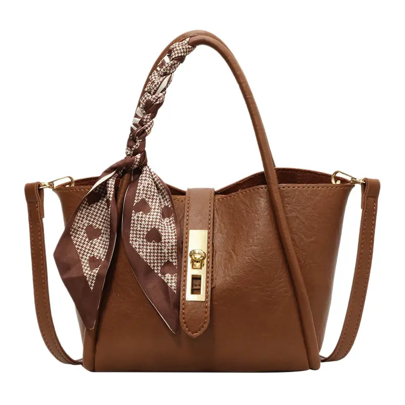 Retro Brown Crossbody Bag for Women with Logo - Image 9